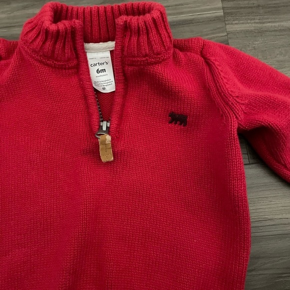 Carter's baby half Zip Red Sweater size 6 months - Picture 3 of 4